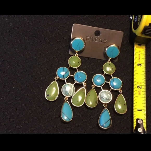 Chico's Blue and Green Dangle Earrings - Picture 3 of 4